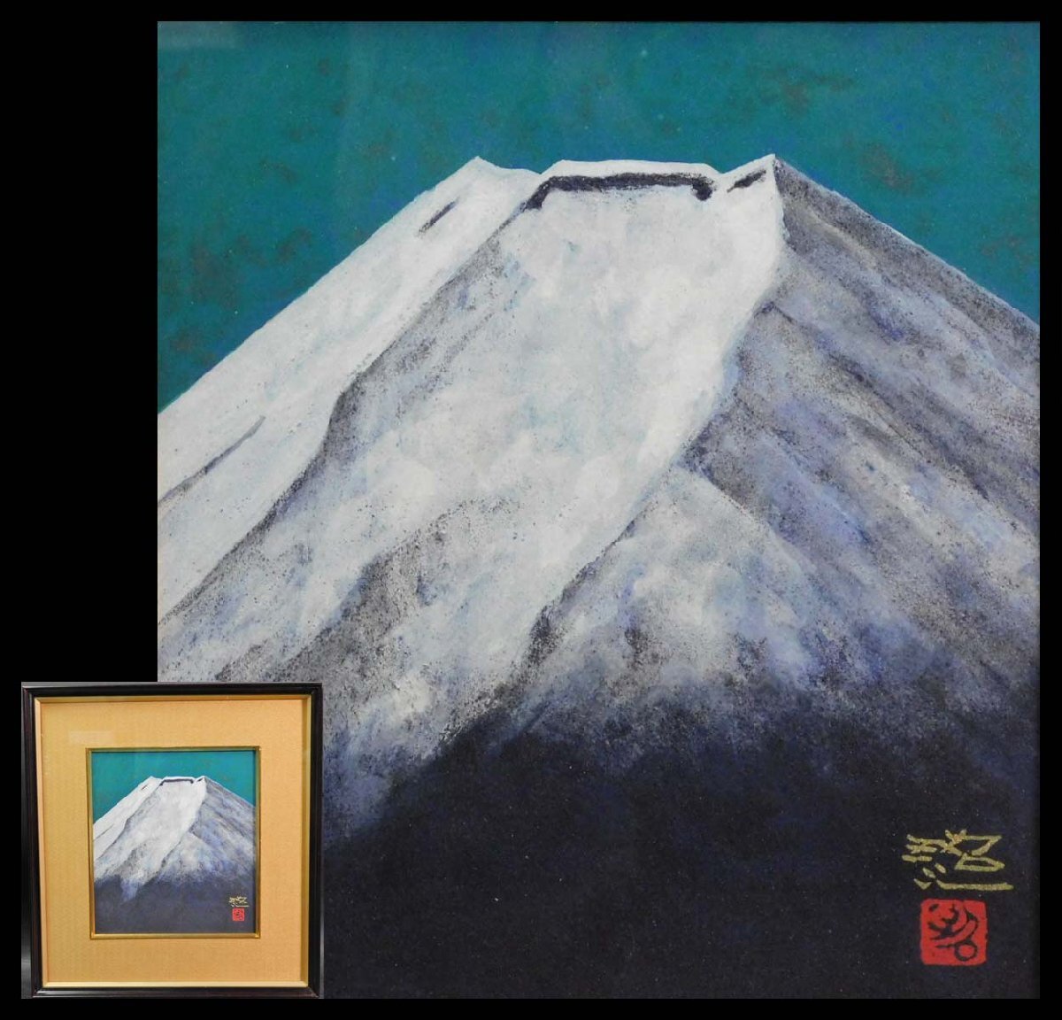 佐藤昭三 富士 日本画 色紙 額装 日展会友 師:加藤栄三 福島県立 佐藤昭三 富士 日本画 色紙 額装 日展会友 師:加藤栄三 福島県立