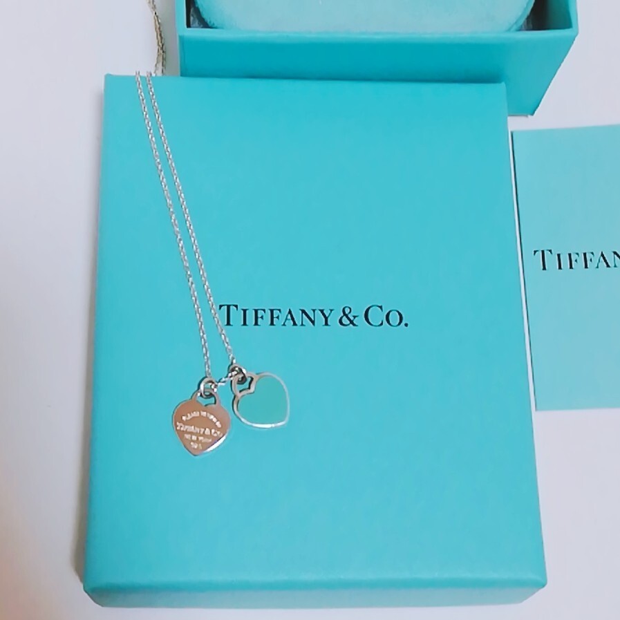 送料無料 Tiffany & Co. 　ティファニー　リターントゥティファニー　ダブルハート(ブルー)　ハート ペンダント ネックレス 即決