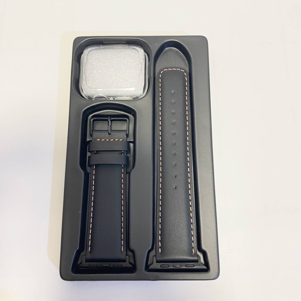[HITZEE] レザー コンパチブル Apple Watch バンド 49mm 46mm 45mm 44mm 42mm, 本革交換ストラップ (黒)
