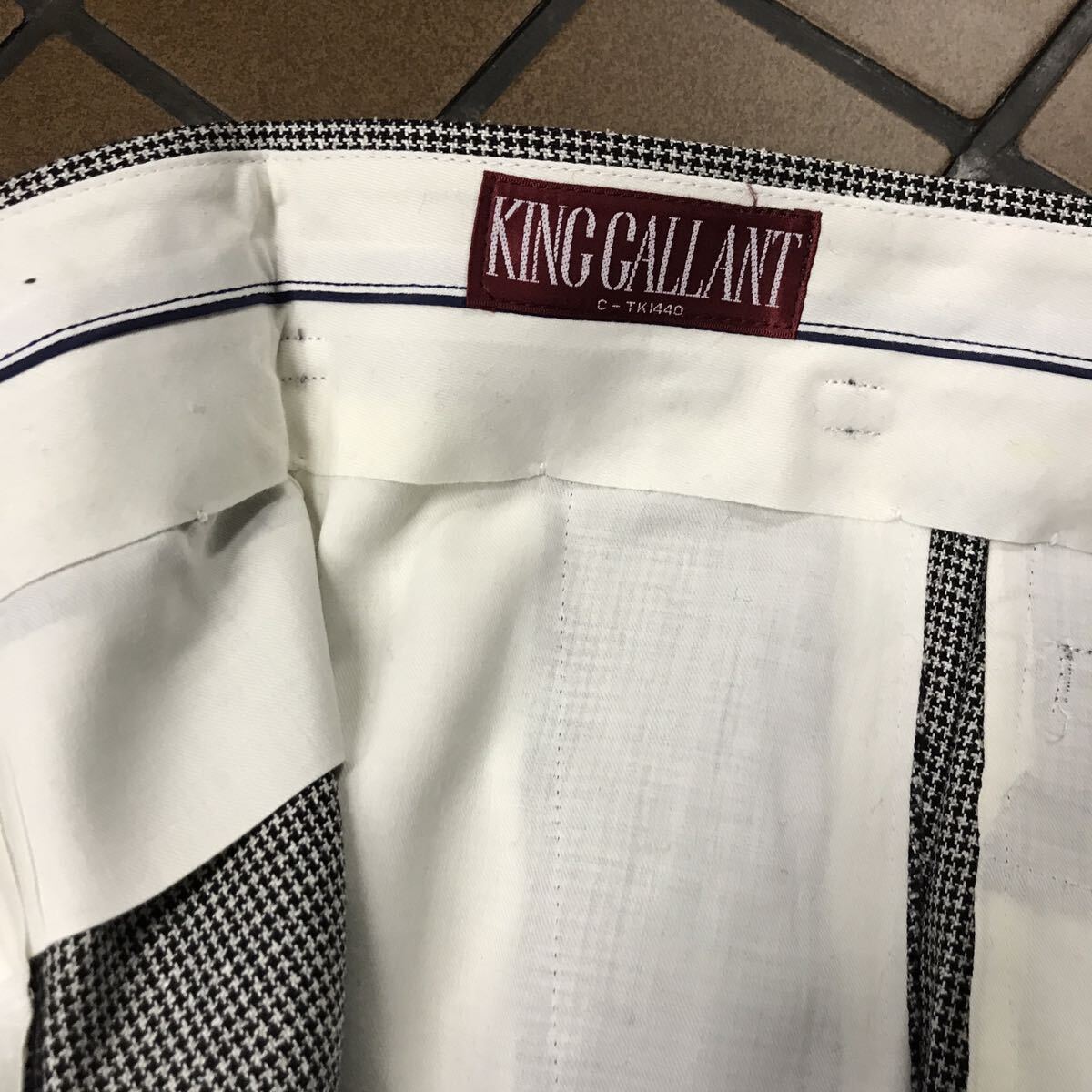 《激安》新品★訳あり高級KING.G 日本製ヴィンテージスラックス ゴルフパンツ/ボトム/サイズ88 千鳥格子★ウール50%テトロン50% コンサバ_画像5
