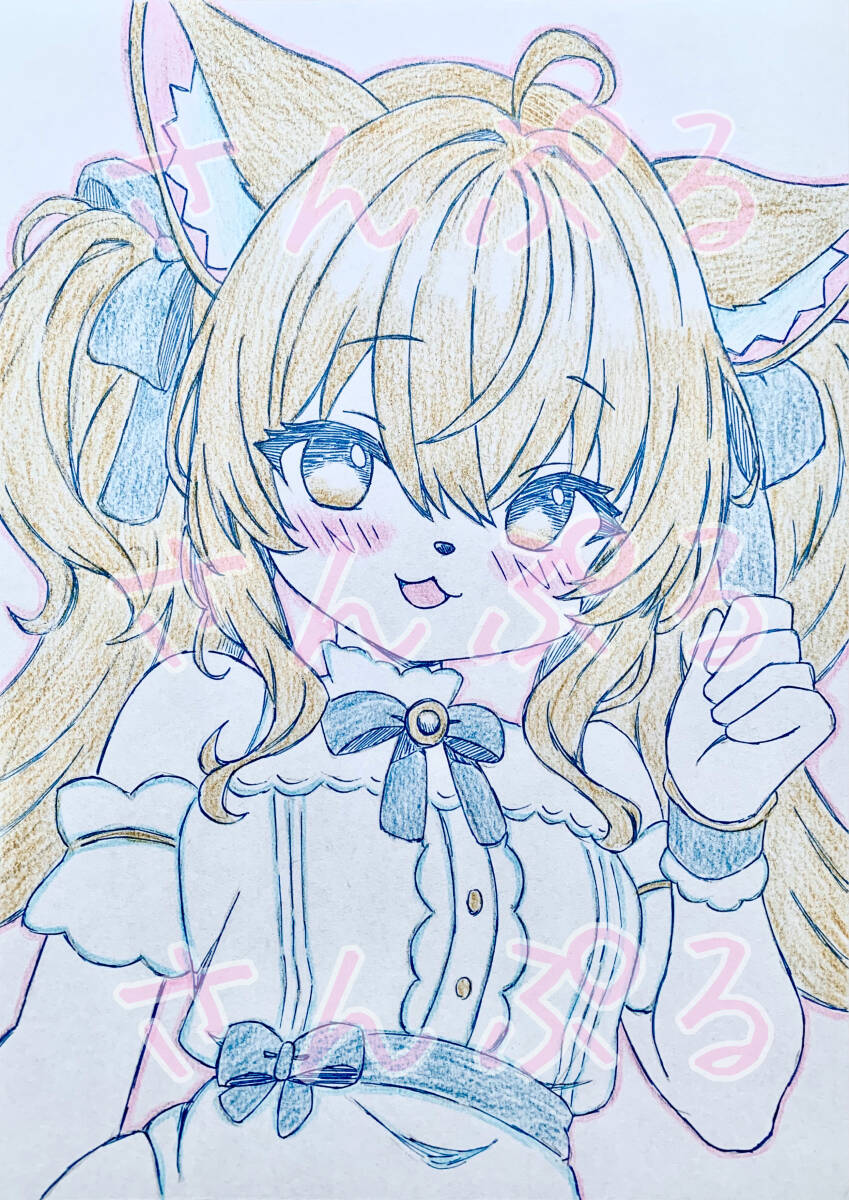 A5＊オリジナル＊手描きイラスト＊原画＊女の子 メスケモ ケモノ