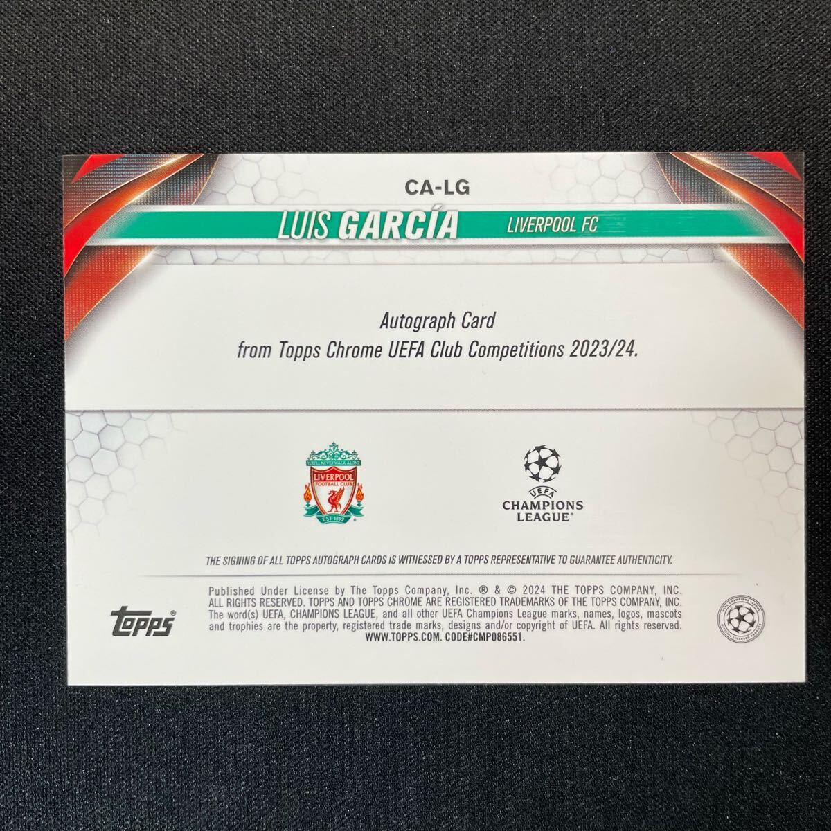 2023-24 Topps UEFA Japan Edition Luis Garcia Auto Liverpool 2023-24 Topps UEFA Japan Edition Luis Garcia Auto Liverpool