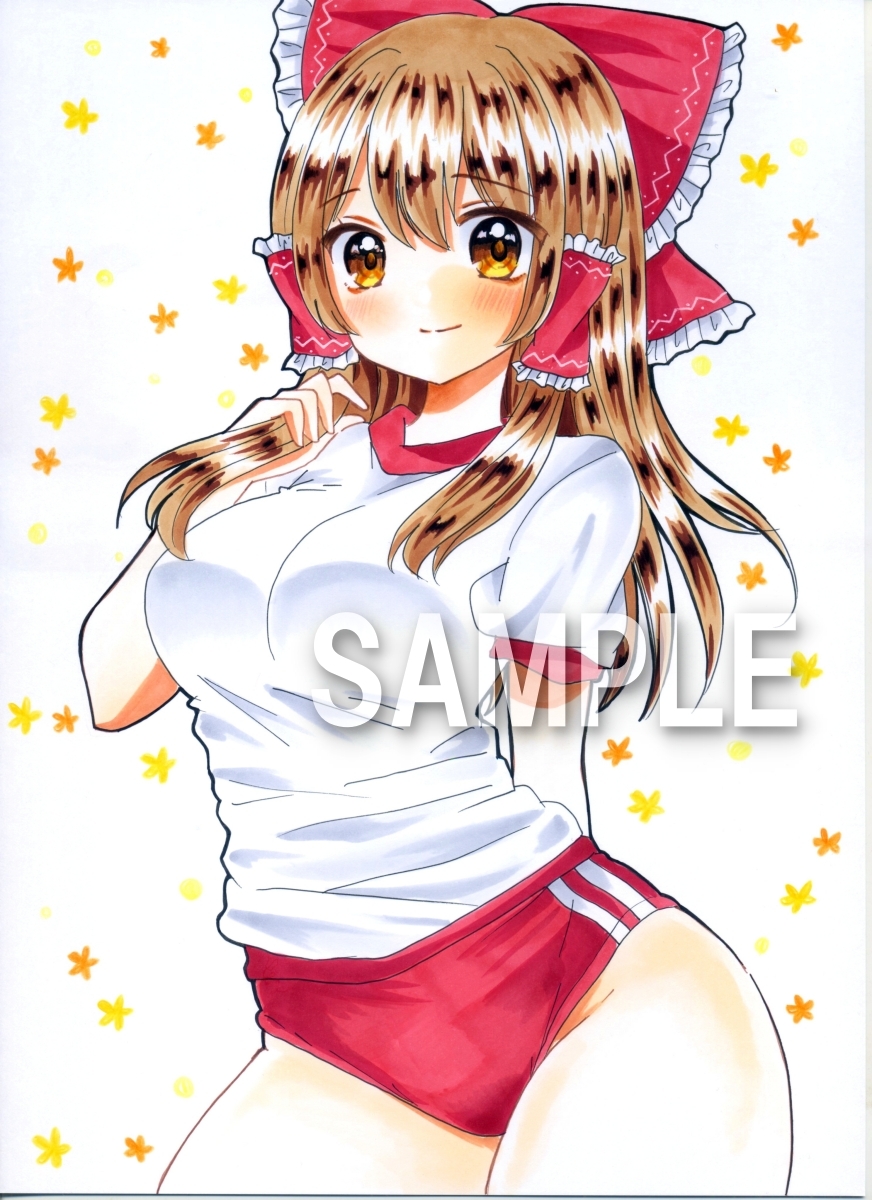 東方project☆A4☆博麗霊夢☆体操服☆同人手描きイラスト☆直筆1 東方project☆A4☆博麗霊夢☆体操服☆同人手描きイラスト☆直筆1