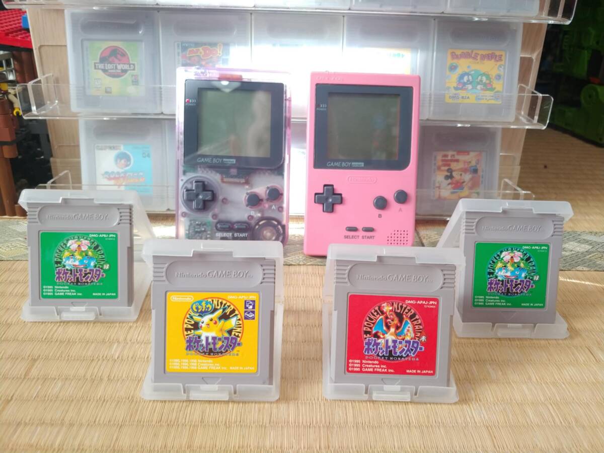 GameBoy Pocket Atomic Purple/ Pink 2x Pokemon Green / Pokemon Yellow / Pokemon Red Set рабочее состояние подтверждено 
