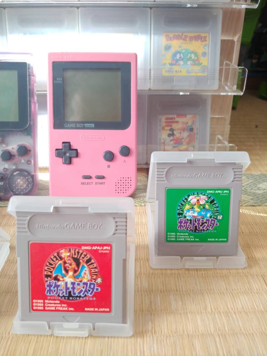 GameBoy Pocket Atomic Purple/ Pink 2x Pokemon Green / Pokemon Yellow / Pokemon Red Set рабочее состояние подтверждено 