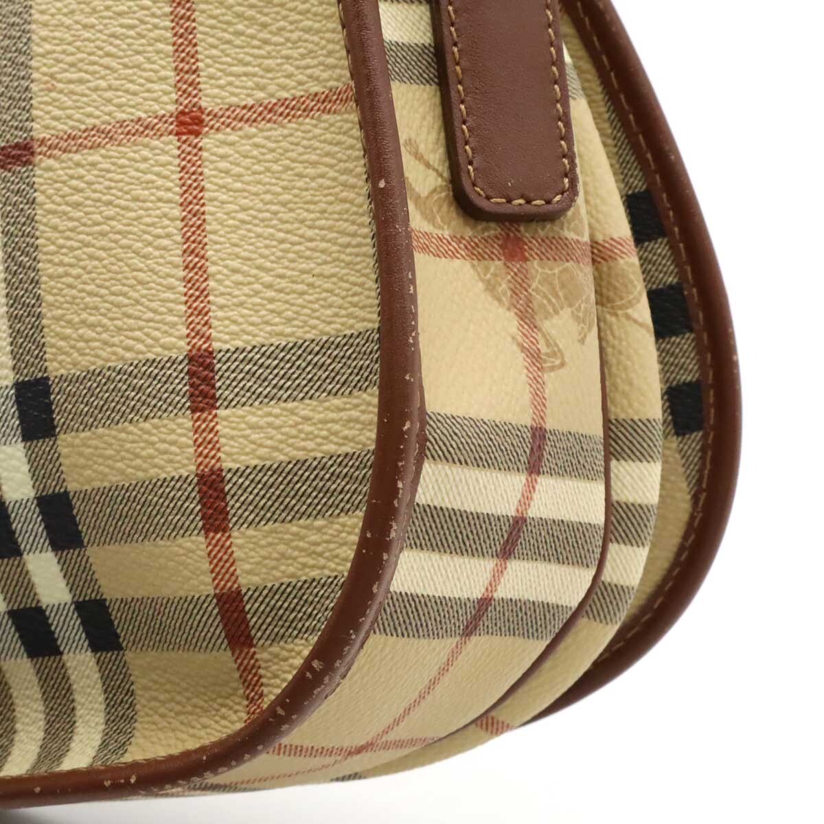 BURBERRY バーバリー ノバチェック チェック柄 ショルダーバッグ 斜め掛け PVC ベージュ ブラウン レッド ブラック ゴールド金具_画像8