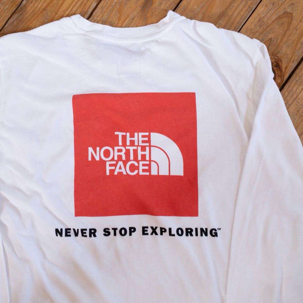 USA古著 THE NORTH FACE ノースフェイス 長袖Tシャツ メンズ Mサイズ バックプリント ホワイト ロンT カジュアル トップス T2860