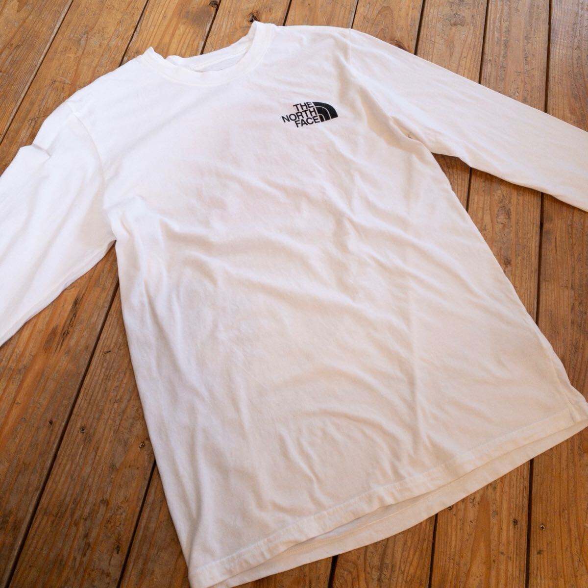 USA古著 THE NORTH FACE ノースフェイス 長袖Tシャツ メンズ Mサイズ バックプリント ホワイト ロンT カジュアル トップス T2860