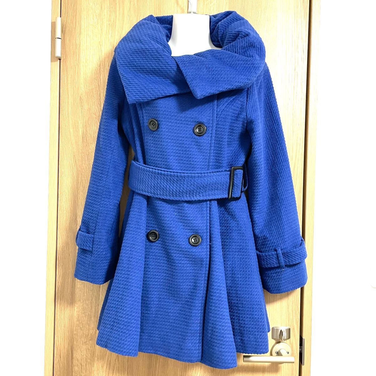 【中古】CECIL McBEE セシルマクビー トレンチコート トレンチ コート ジャケット アウター ロングコート 上著 青 青色 ブルー Mサイズ