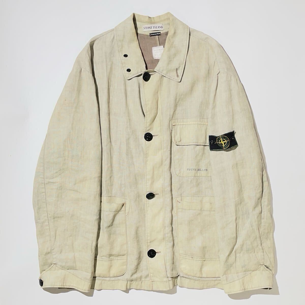97ss STONE ISLAND Lino Flax Jacket コーティングリネンジャケット 90s グリーンエッジ マッシモオスティ ストーンアイランド ARCHIVE