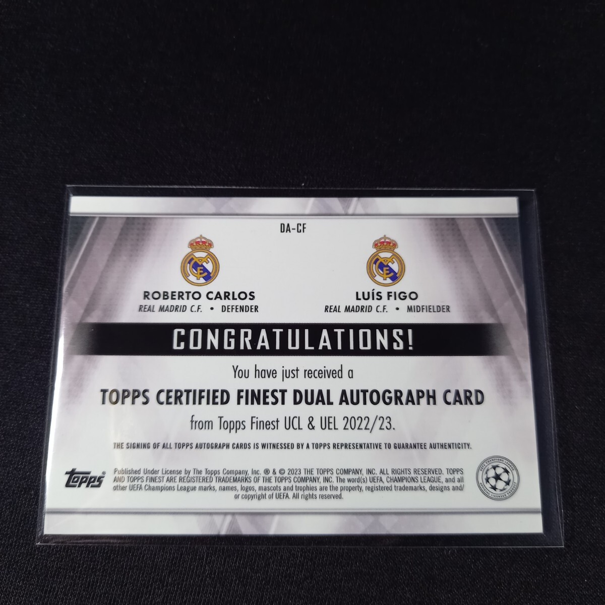 【直筆サイン】ロベカル / フィーゴ　Dual Auto 2022-23 Topps Finest UEFA Robert Carlos / Luis Figo レアルマドリード