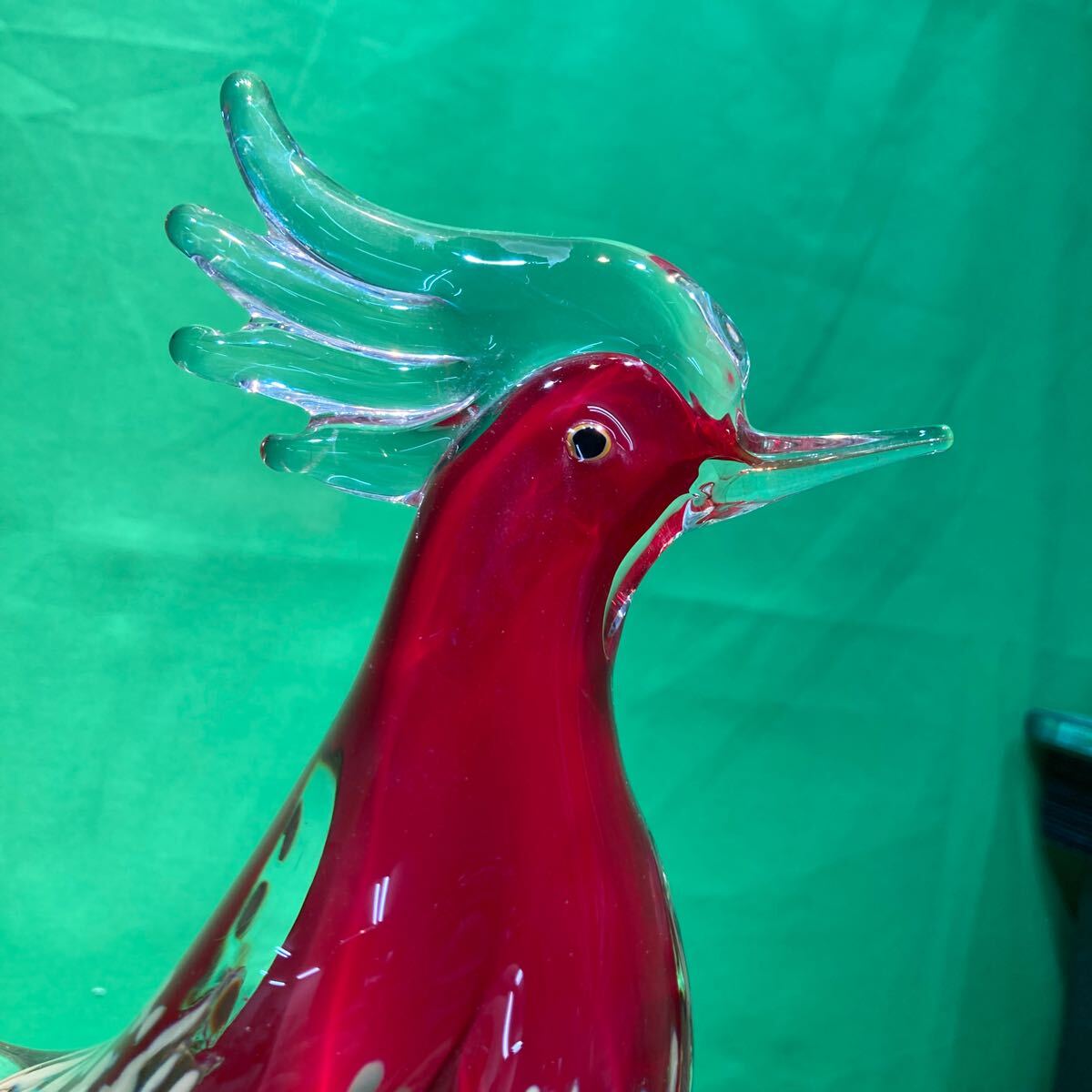 マルティグラス JAPAN 置時計 ガラス工芸品 鳳凰 鳥 オブジェ マルティグラス JAPAN 置時計 ガラス工芸品 鳳凰 鳥 オブジェ