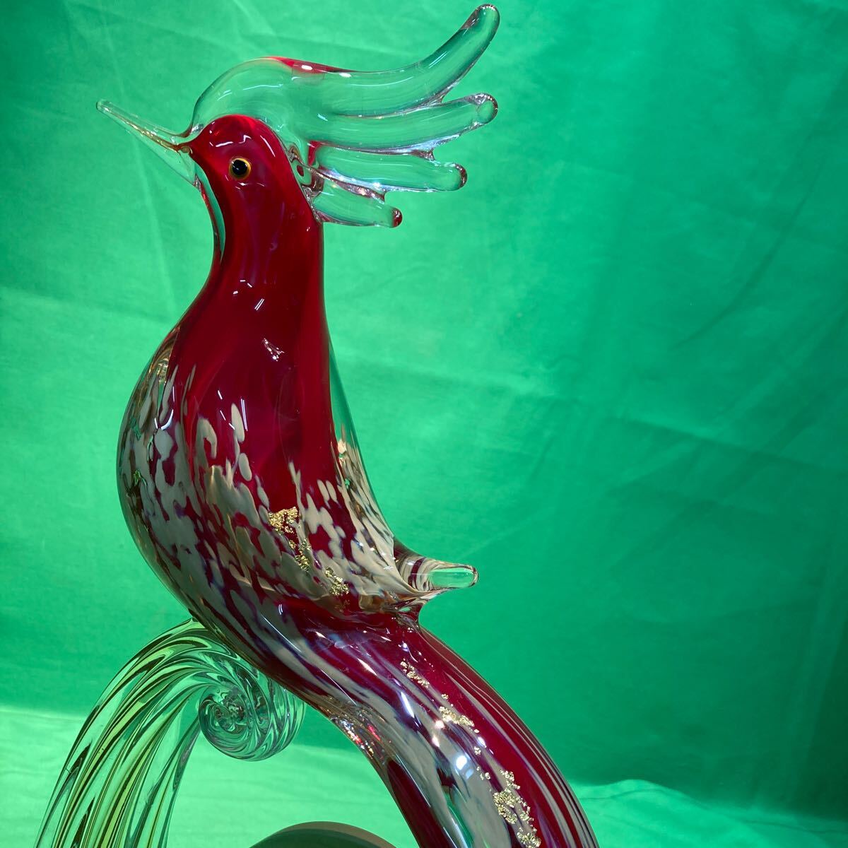 マルティグラス JAPAN 置時計 ガラス工芸品 鳳凰 鳥 オブジェ マルティグラス JAPAN 置時計 ガラス工芸品 鳳凰 鳥 オブジェ
