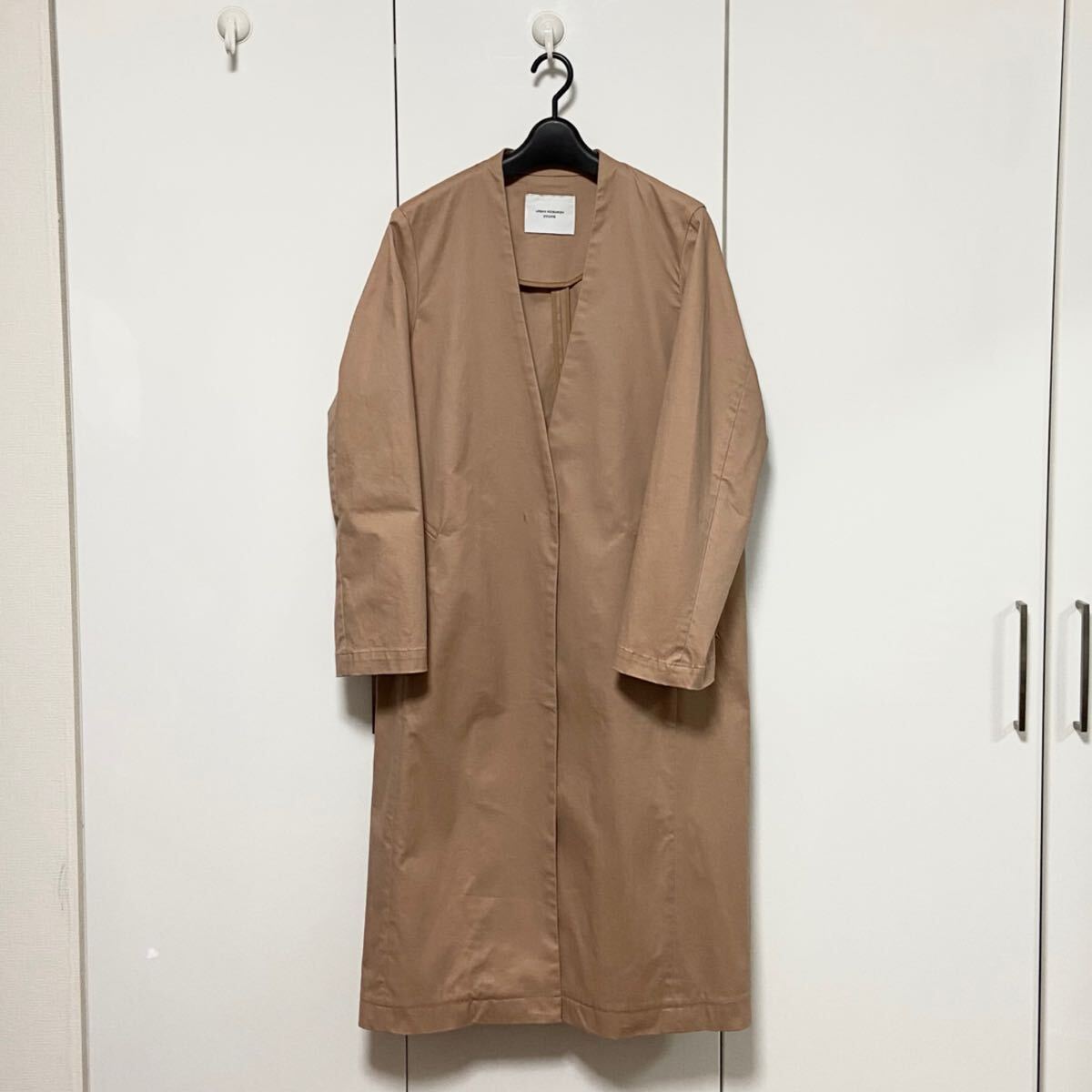 美品 アーバンリサーチ DOORS コットン ノーカラーコート 定価17600円 