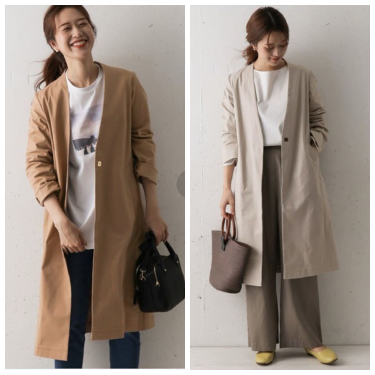 美品 アーバンリサーチ DOORS コットン ノーカラーコート 定価17600円 