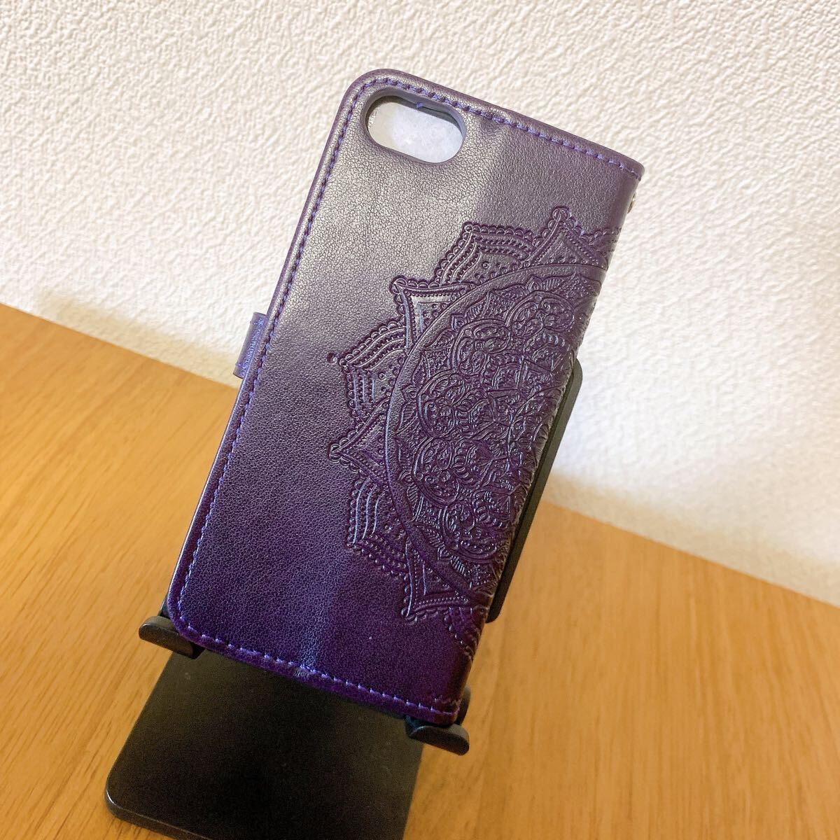  тиснение смартфон кейс блокнот type iPhone X/XS лиловый 