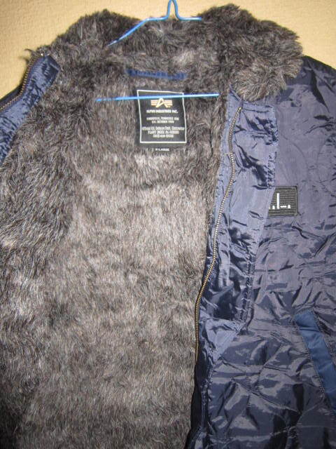 ALPHA INDUSTRIES アルファ ひょうたんステッチ キルティング 中綿 ライナー N-1 デッキジャケット 紺XL ミリタリー ジャケット ドカジャン
