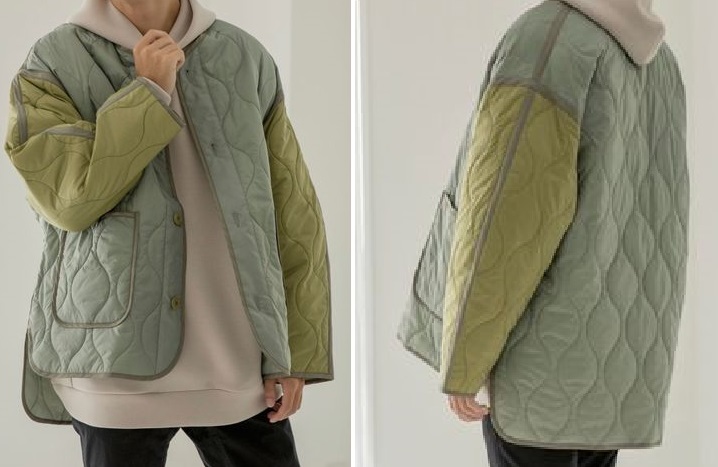 新品 coen ひょうたんステッチ キルティング 中綿 ミリタリー ライナー ジャケット S ツートンカラー クレイジー 撥水加工