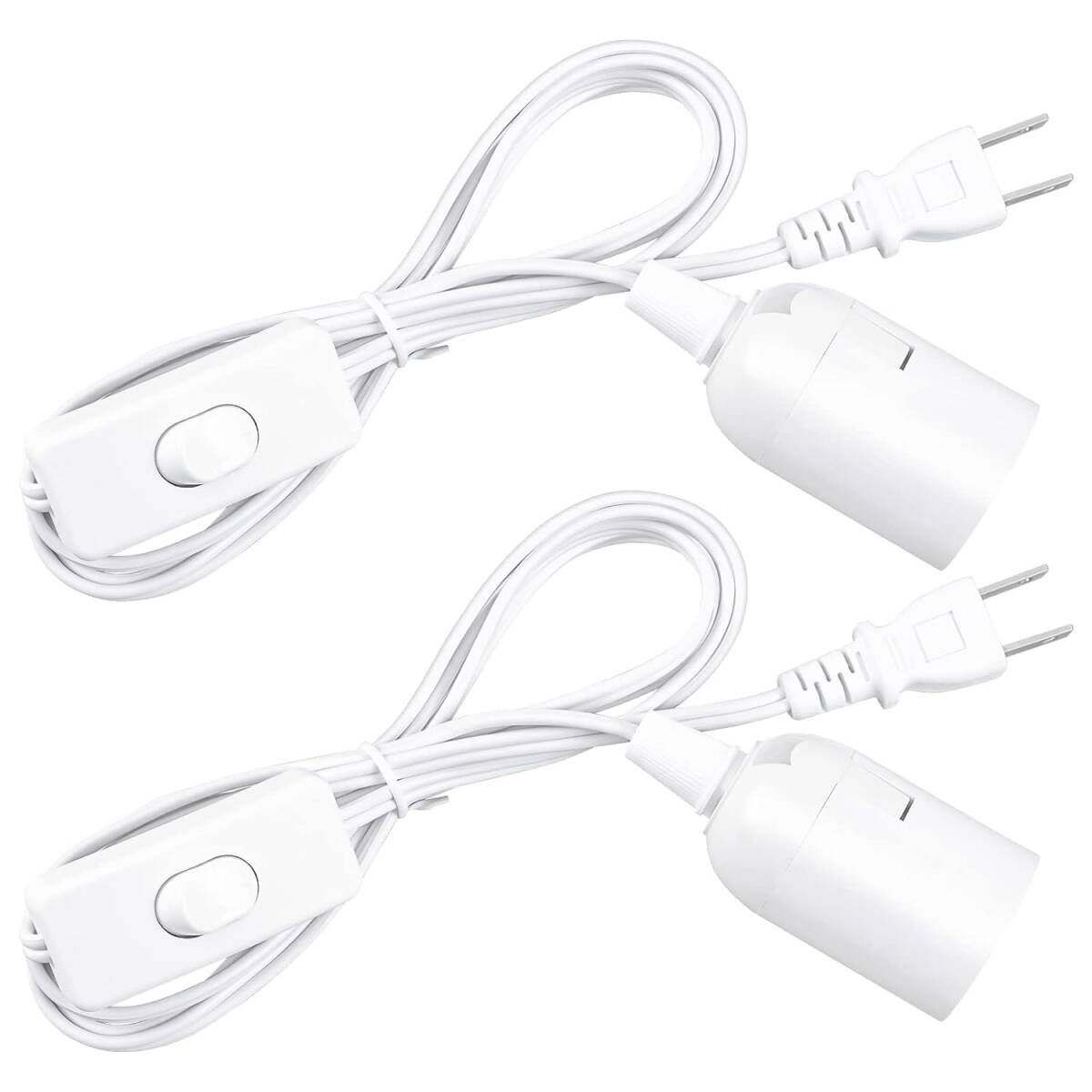 szbritelight (2個セット) 電球ソケット E26 コード付き ソケット コンセント スイッチ付 1.8m ホワイト