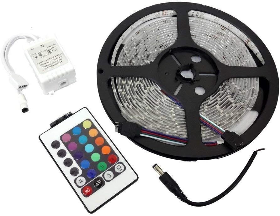 Parishop LEDテープ ライト 5m 300連 正面発光 12V 防水 16色 リモコン 配線付 カット可 車 バイク S