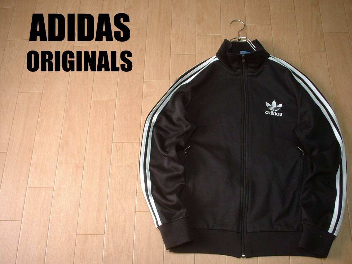 ADIDAS ORIGINALSジャージトップ美品L黒ブラックx白ホワイト3 ADIDAS ORIGINALSジャージトップ美品L黒ブラックx白ホワイト3