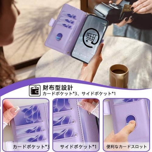 Xperia 10 II ケース 手帳型 ショルダー ー 防指紋 耐久性 贈り物 COCOCLOUD パープル 1040