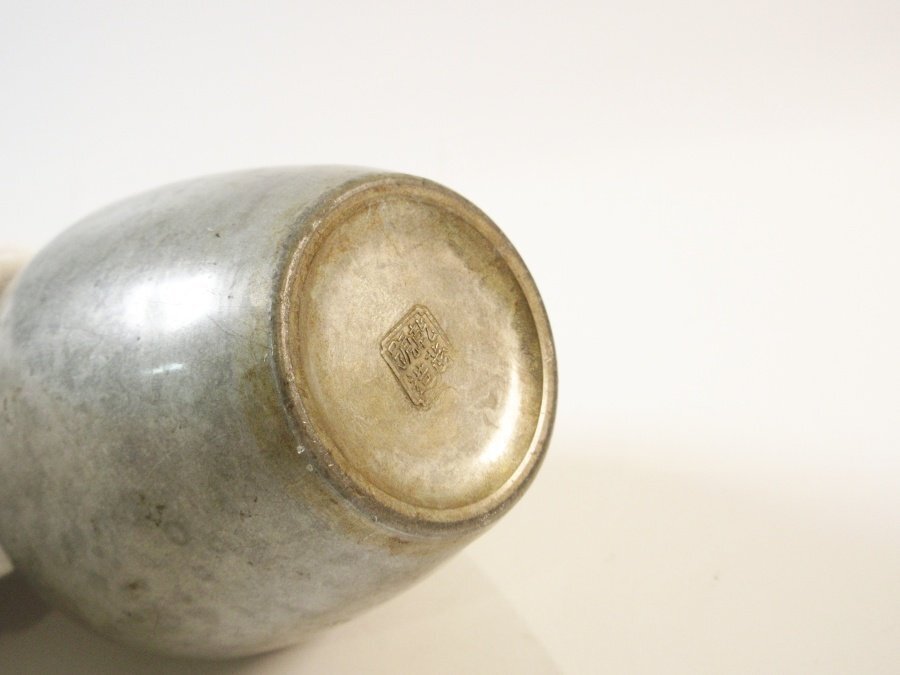乾茂號造 茶壺 錫製 茶入 茶心壷 在銘 刻印 斑文錫 錫器 約267g 乾茂號造 茶壺 錫製 茶入 茶心壷 在銘 刻印 斑文錫 錫器 約267g