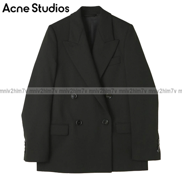 希少【Acne Studios　アクネ ストゥディオズ】ダブルブレストジャケット　ブラック　38サイズ　テーラードジャケット　ウール混　AH0071