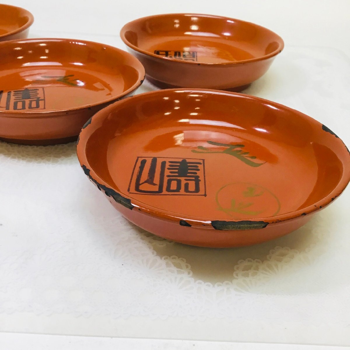 中古保管品/CH】らんたい漆器 籃胎漆器 小皿 平皿 菓子皿 銘々皿