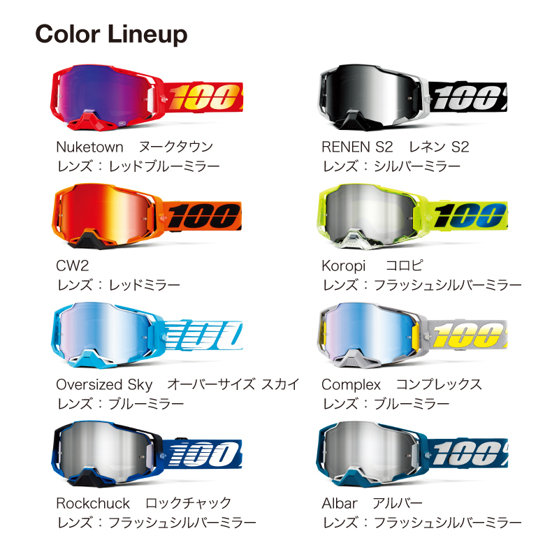 MXゴーグル 100% ARMEGA Lavingaad シルバーフラッシュミラーレンズ モトクロス 正規(guī)輸入品 WESTWOODMX 25SP