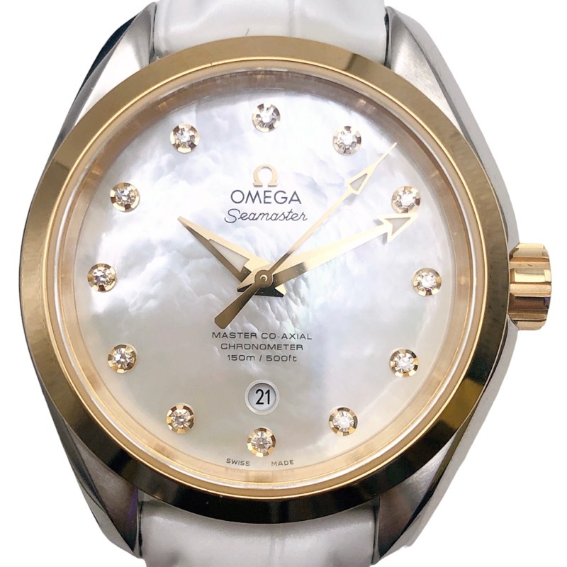  Omega OMEGA Seamaster Aqua Terra коаксильный Chrono измерительный прибор 231.23.34.20.55.002 белый K18/SS наручные часы женский б/у 