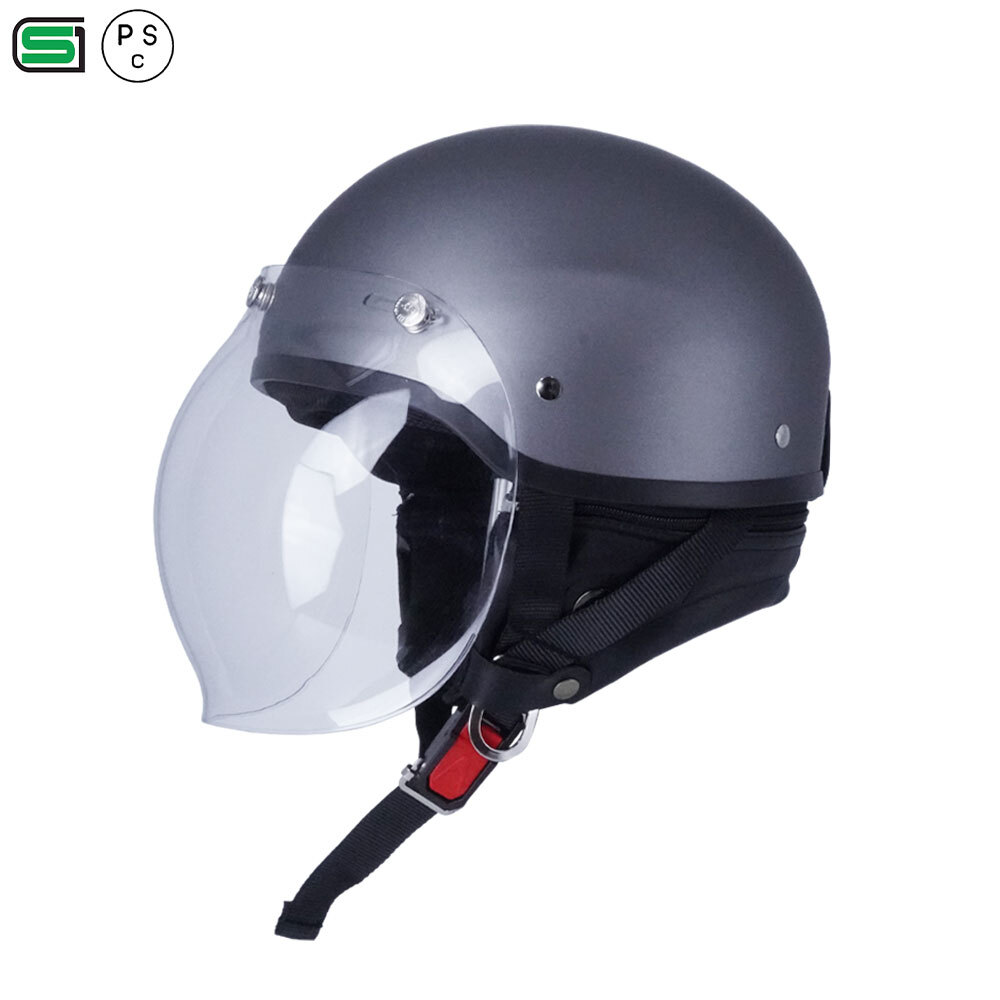 ハーフヘルメット マットチタン 付 バブル ライトスモーク 送料無料 半ヘル バイク用 GT303 ヘルメット ノスタルジック GT-303