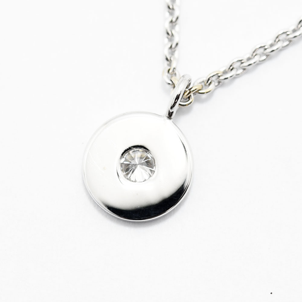ティファニー ネックレス 1837 TIFFANY&Co. ペンダント サークル ダイヤモンド K18WG 750 新品仕上げ 中古
