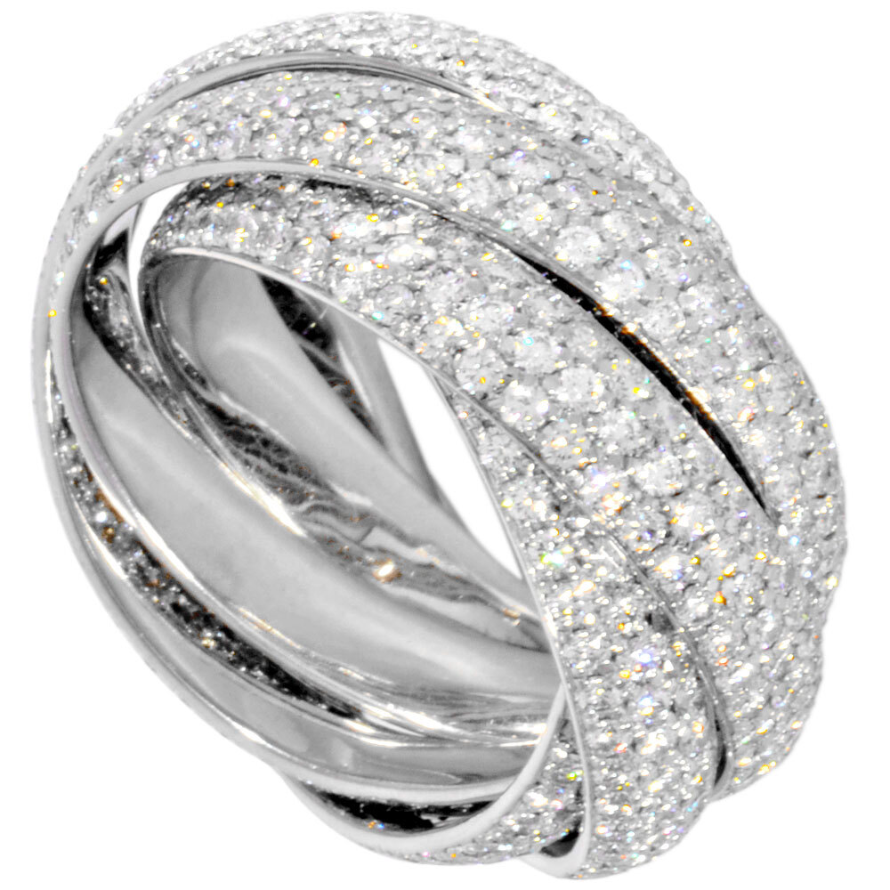 Tiffany Tiffany&Co.paroma мелодия 5 частота кольцо кольцо бриллиант примерно 10 номер K18WG белое золото 14.0g 5 полосный полный pave  Tiffany Tiffany&Co.paroma мелодия 5 частота кольцо кольцо бриллиант примерно 10 номер K18WG белое золото 14.0g 5 полосный полный pave