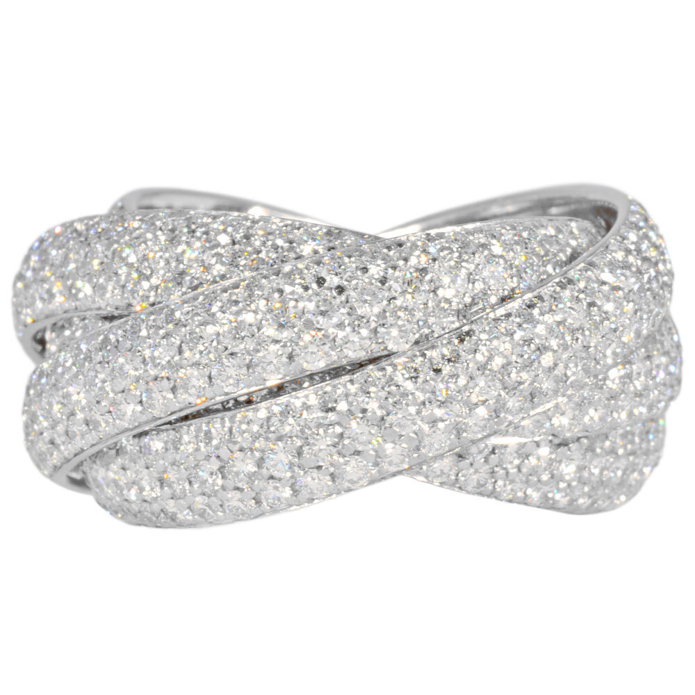 Tiffany Tiffany&Co.paroma мелодия 5 частота кольцо кольцо бриллиант примерно 10 номер K18WG белое золото 14.0g 5 полосный полный pave