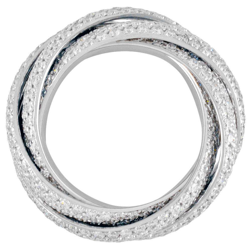 Tiffany Tiffany&Co.paroma мелодия 5 частота кольцо кольцо бриллиант примерно 10 номер K18WG белое золото 14.0g 5 полосный полный pave