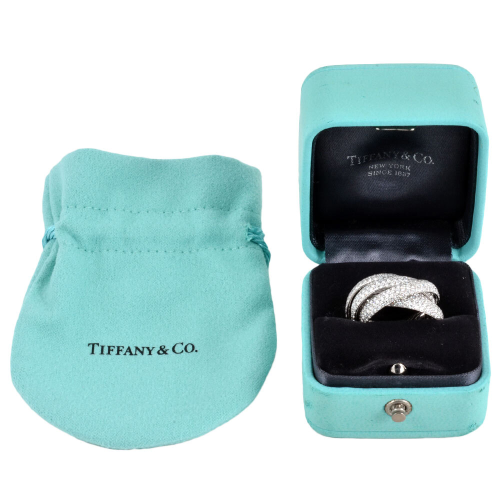 Tiffany Tiffany&Co.paroma мелодия 5 частота кольцо кольцо бриллиант примерно 10 номер K18WG белое золото 14.0g 5 полосный полный pave