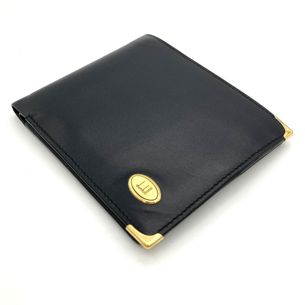 ダンヒル Dunhill 二つ折り財(cái)布 レザー ブラック ロゴ プレート メンズ