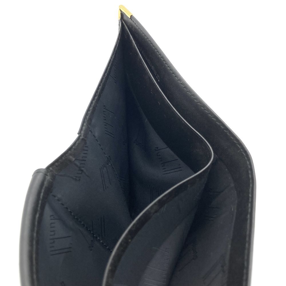 ダンヒル Dunhill 二つ折り財(cái)布 レザー ブラック ロゴ プレート メンズ