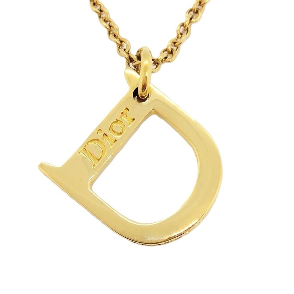クリスチャンディオール Christian Dior Dロゴ ラインストーン ネックレス