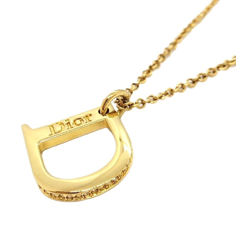 クリスチャンディオール Christian Dior Dロゴ ラインストーン ネックレス