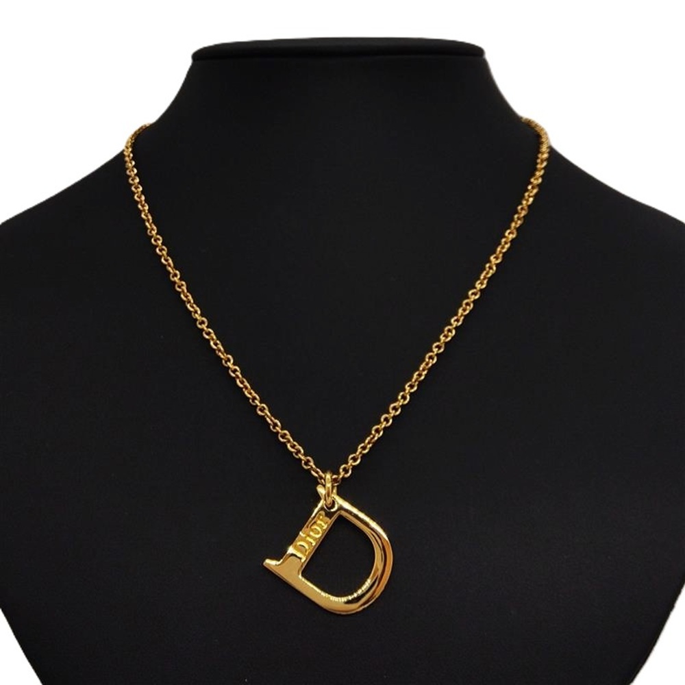 クリスチャンディオール Christian Dior Dロゴ ラインストーン ネックレス