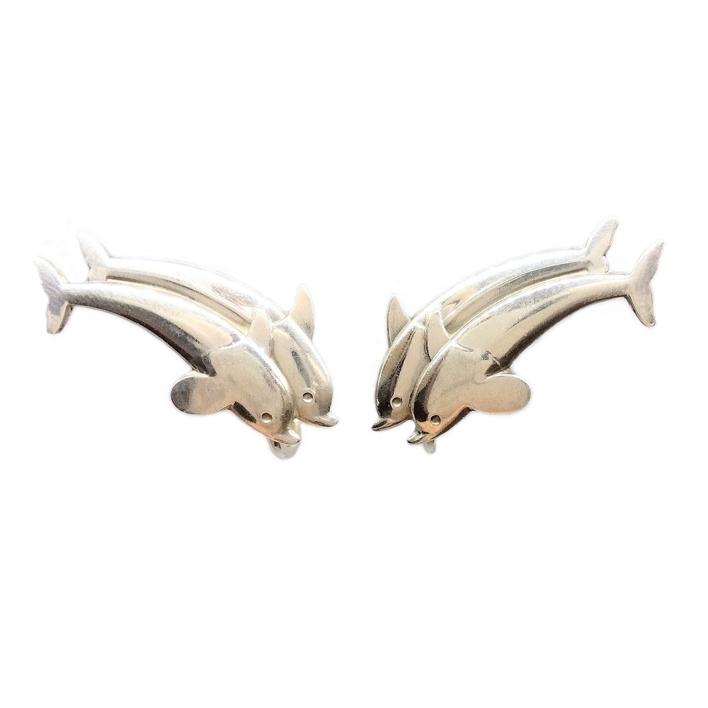  George Jensen Georg Jensen Dolphin узор серьги SV925 серебряный 129 дельфин винт spring тип Дания 