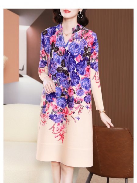 2502 женский tops плиссировать pleats One-piece эластичность . ощущение dore-p.... длинный рукав замечательный рисунок 