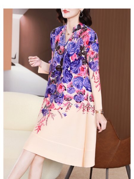 2502 женский tops плиссировать pleats One-piece эластичность . ощущение dore-p.... длинный рукав замечательный рисунок 