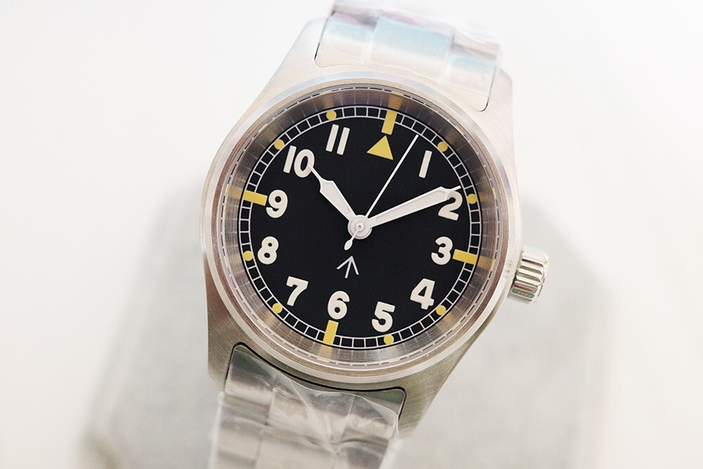?新品 ノーロゴ ミリタリーウォッチ C 36mm TMI セイコーインスツル制自動巻き NH35 ステンレス無垢ブレス