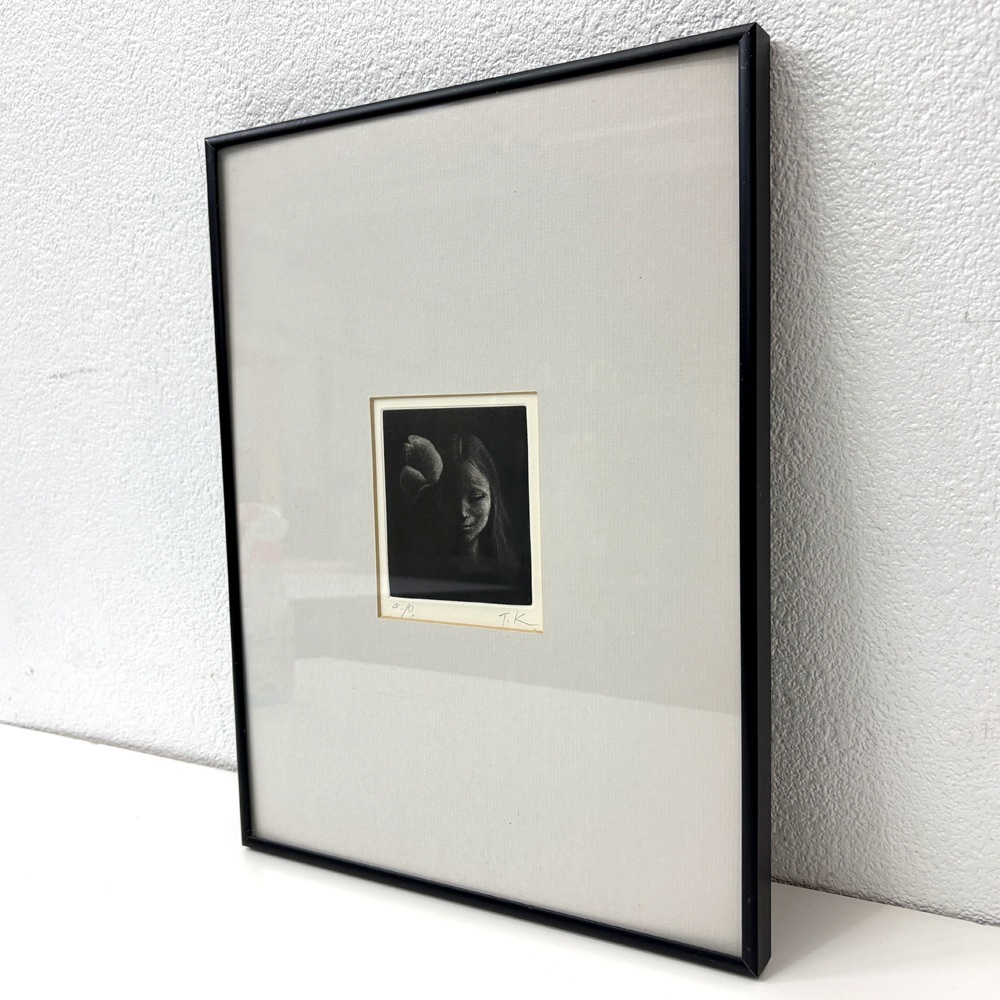 ○ 倉石隆 少女 銅版画 人物画 洋画家 主体美術協会会員 額装品