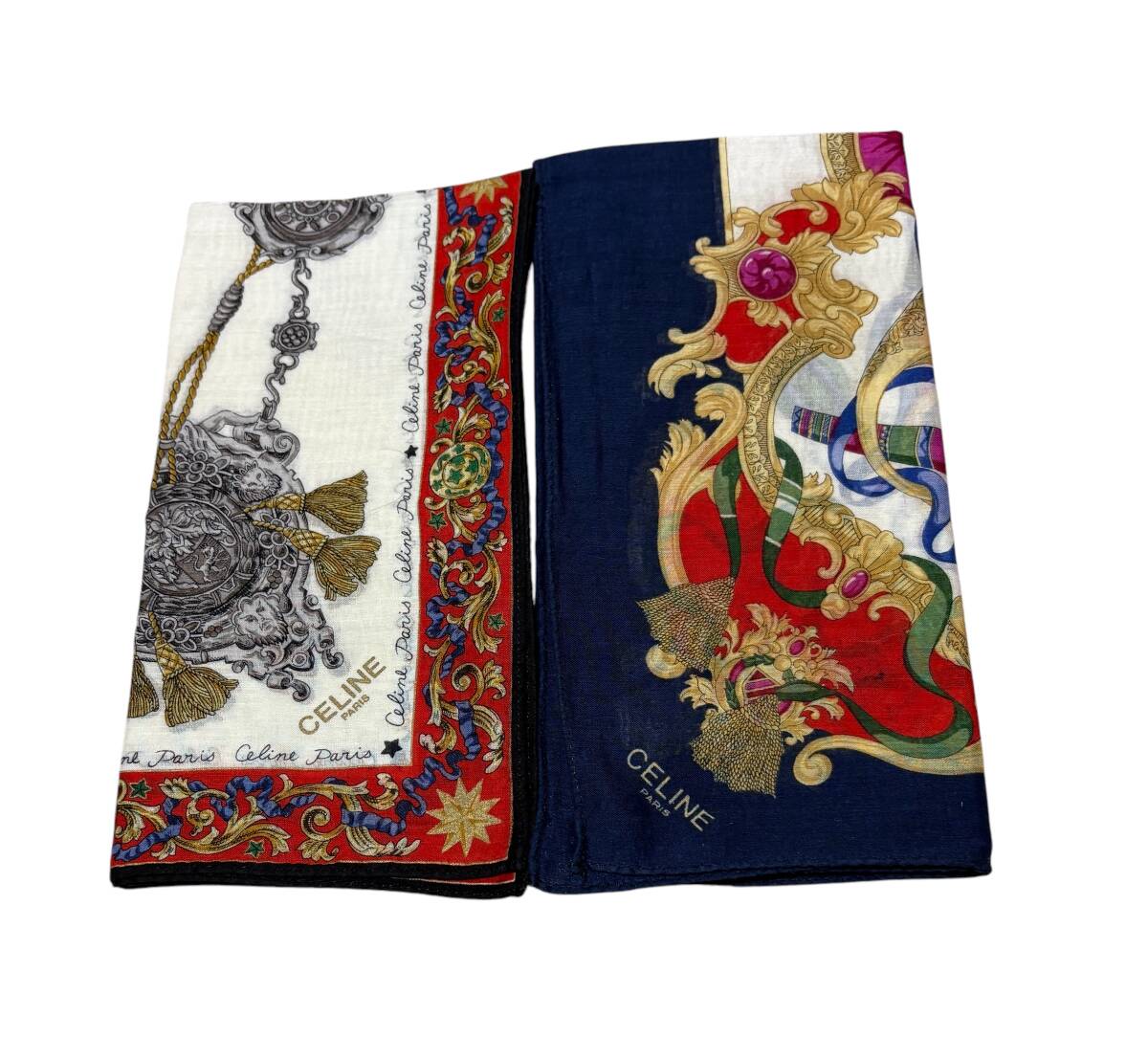 CELINE セリーヌ ハンカチ2枚セット 48㎝×48㎝ 送料110円(女性用 CELINE セリーヌ ハンカチ2枚セット 48㎝×48㎝ 送料110円(女性用