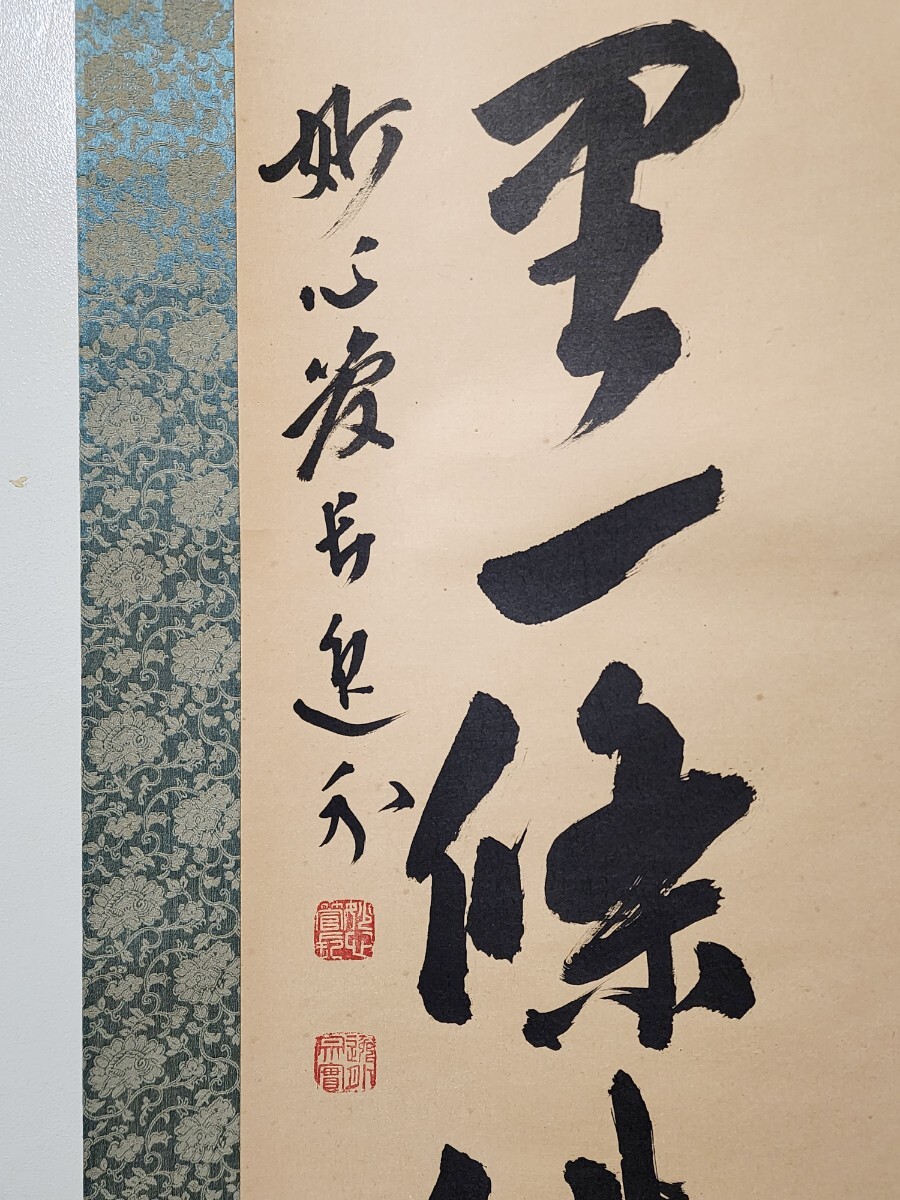 ≪掛軸≫ 妙心寺派 管長 【梶浦逸外】 自筆一行書『萬里一條鉄』 紙本 桐共箱 真筆保証 茶掛 墨蹟 花園大学学長 愛知県_画像5