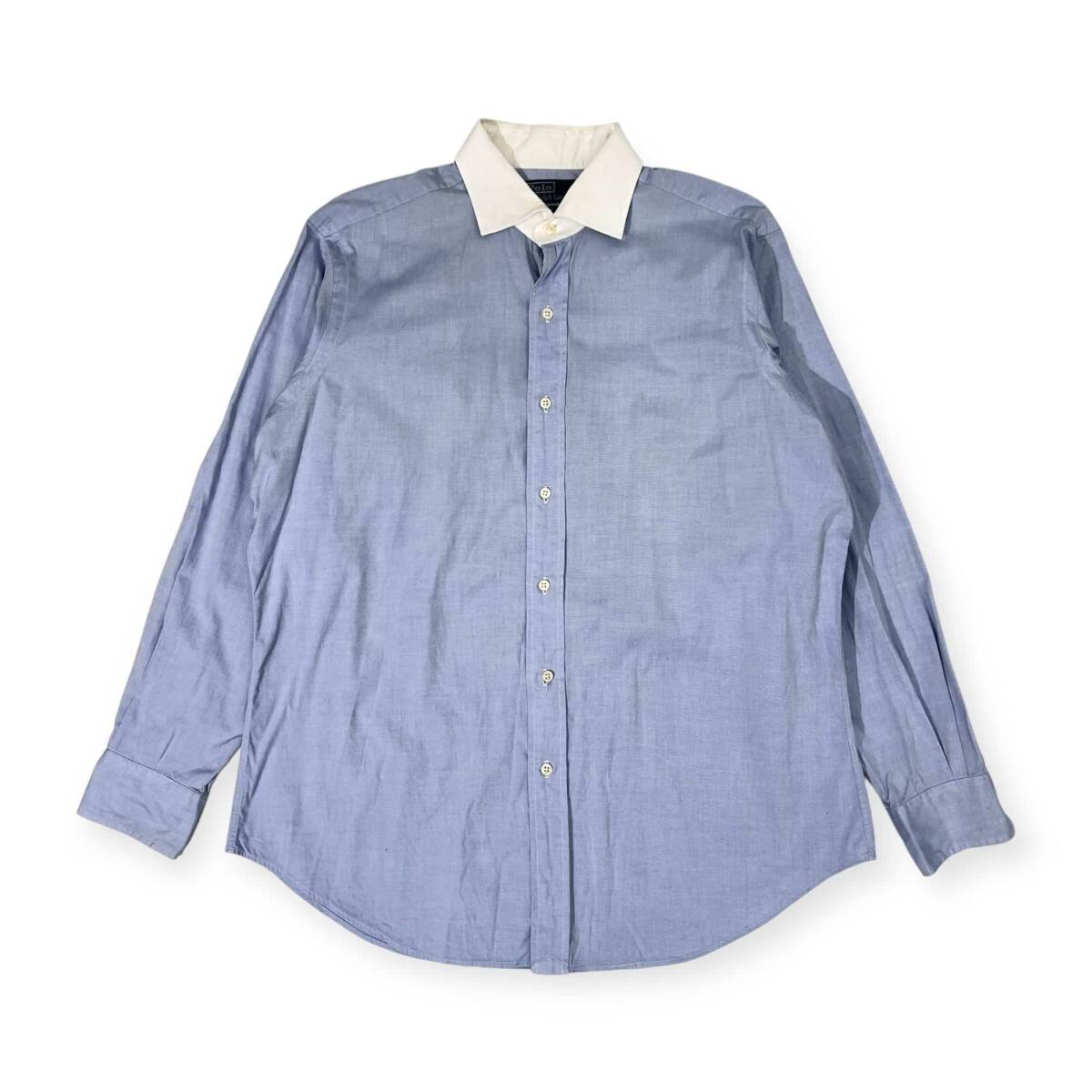 90s 00s Polo by Ralph Lauren ラルフローレン REGENT CLASSIC FIT 長袖 クレリック シャツ 43-86/ブルー メンズ